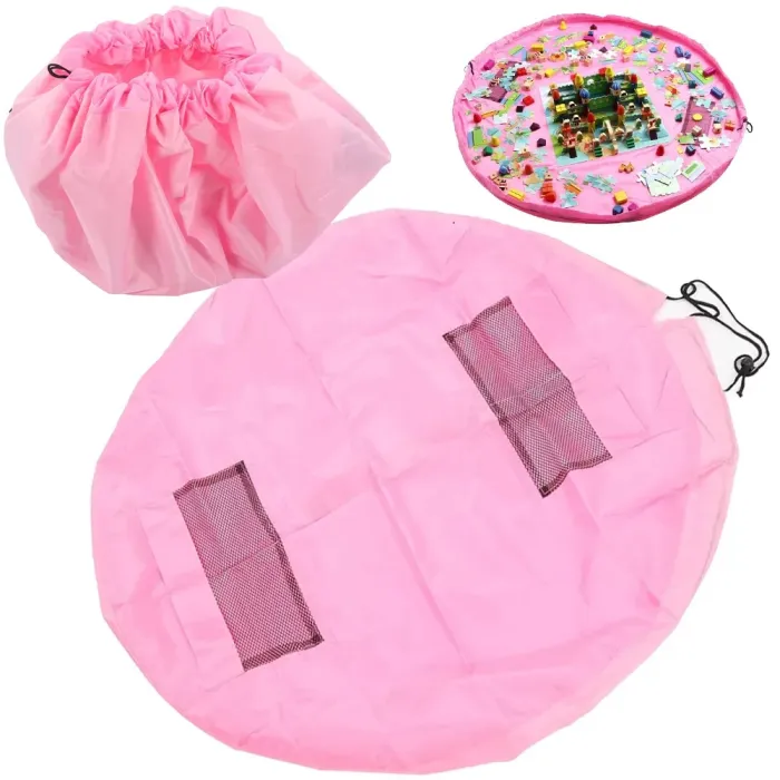 Spielmatte & Aufbewahrungssack für Bausteine – rosa