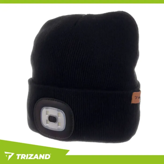 TRIZAND Wintermütze mit LED-Licht, schwarz – USB-aufladbar, universell