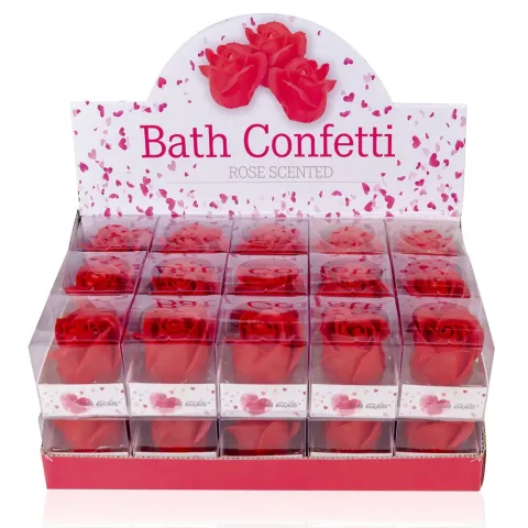 Badekonfetti ROSE in Geschenkbox – Badeblüten