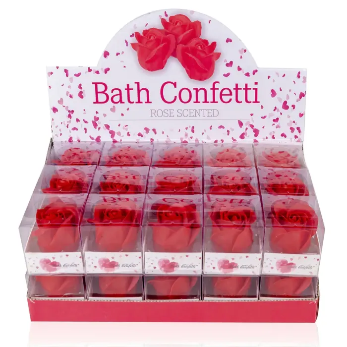 Badekonfetti ROSE in Geschenkbox – Badeblüten