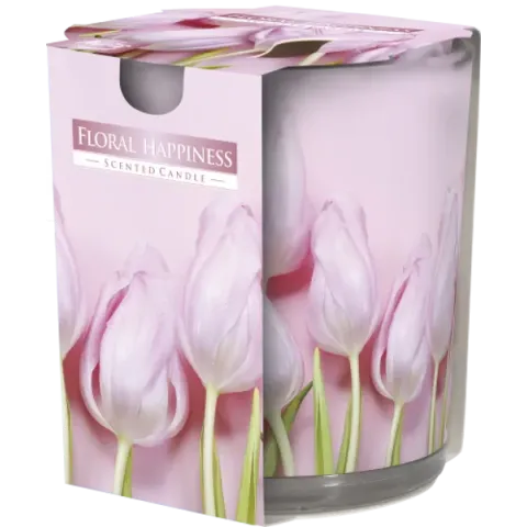 Duftkerze im Glas mit Folie – Blumenfreude