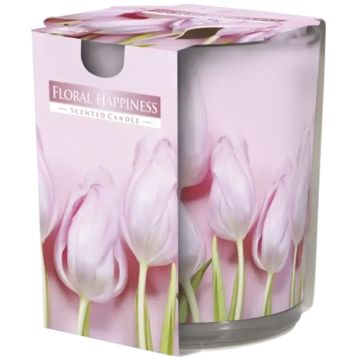 Duftkerze im Glas mit Folie – Blumenfreude