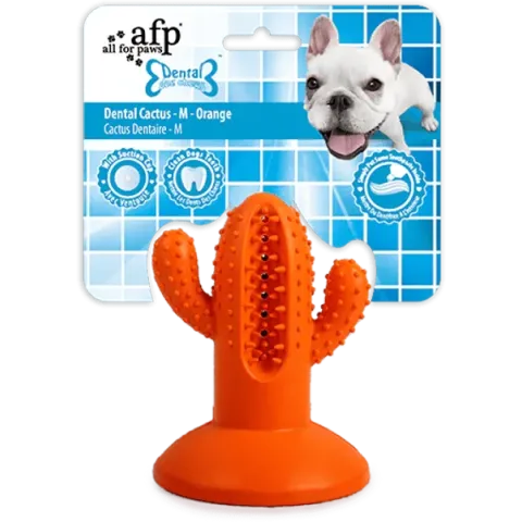 AFP Dental Chews Cactus Medium – Gummi, Orange (M) – Zahnpflege & Spielspaß für Hunde