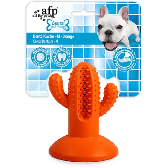 AFP Dental Chews Cactus Medium – Gummi, Orange (M) – Zahnpflege & Spielspaß für Hunde