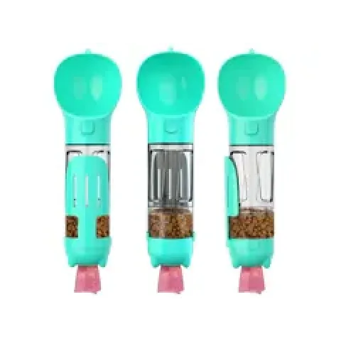 4-in-1 Trinkflasche mit Futternapf & Beutelspender für Hunde & Katzen – 300 ml