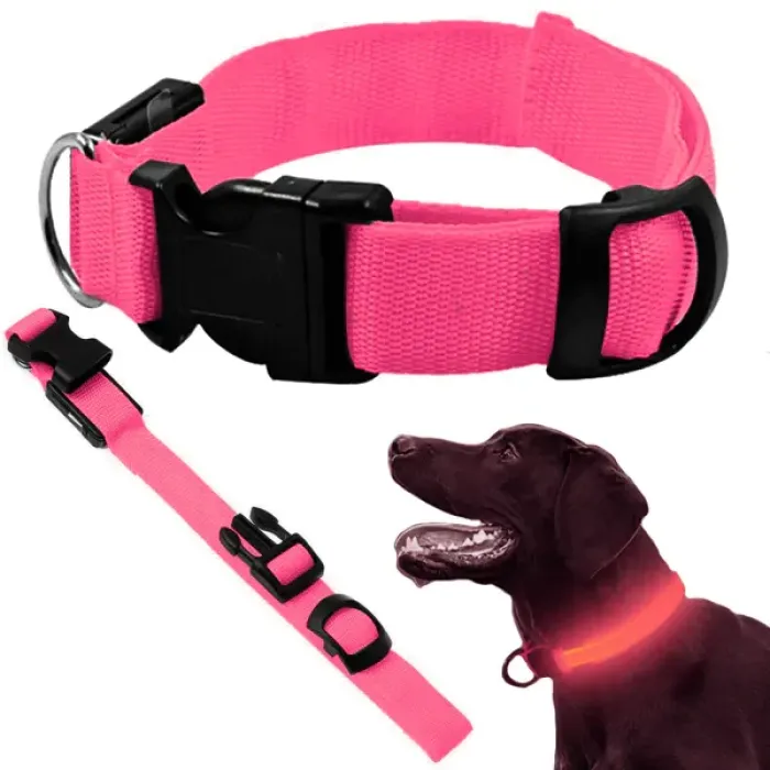 LED-Leuchthalsband für Hunde & Katzen – rosa, verstellbar 46–59 cm