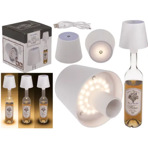LED-Flaschenleuchte, weiß – 3 Lichtmodi, Akku & USB-C