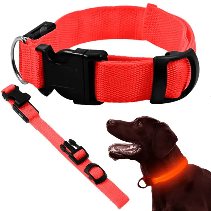 LED-Leuchthalsband für Hunde & Katzen – rot, verstellbar 46–59 cm