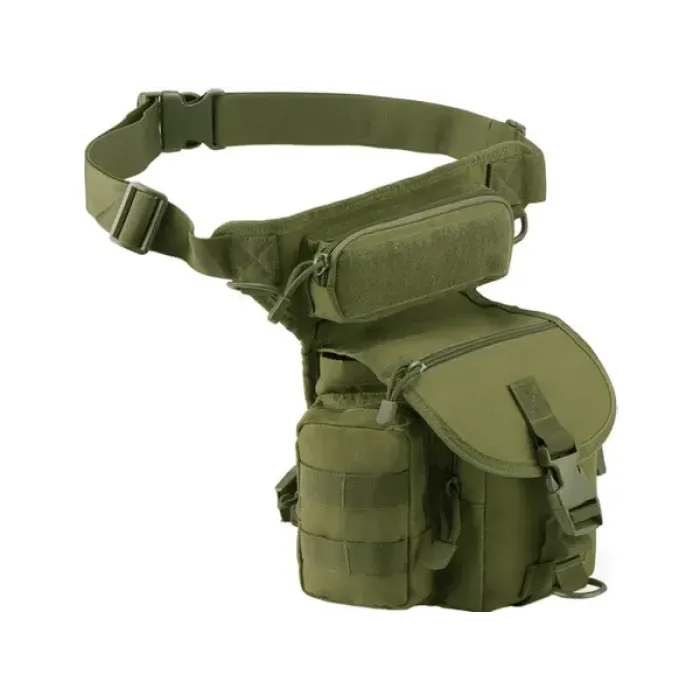 Taktische Bein- & Hüfttasche im Military-Stil – grün, 6 Fächer